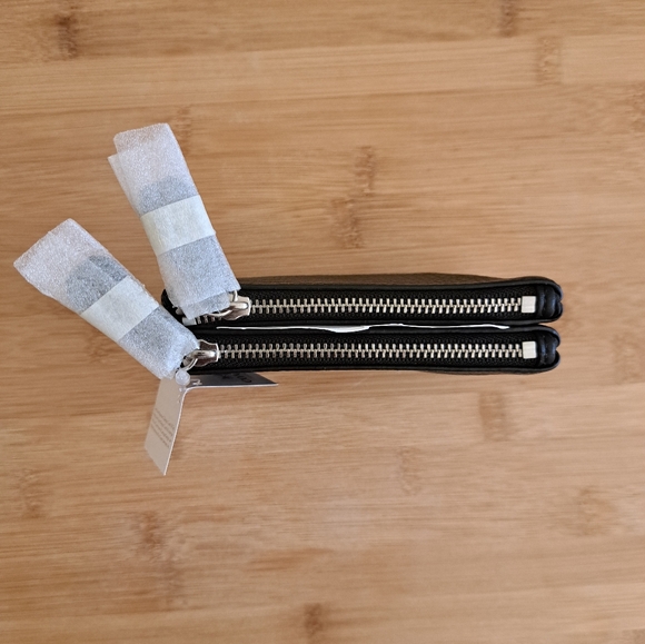 🔥NWT, COACH Park Pebbled Leather Double Gusset Zip Coin Wallet In Black, Silver - Picture 5 of 13